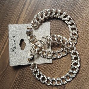 Natasha Rhinestone Chain Link Hoop Earings Brand New